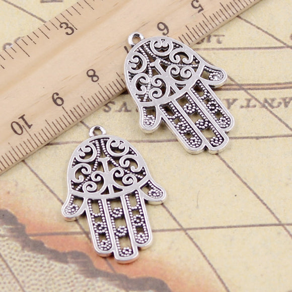 10pcs Charms Hamsa Palm Fatima Hand Protection 35x24mm Tibetan Silver Color Pendants Antique Jewelry Making DIY Handmade Pendant