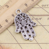 10pcs Charms Hamsa Palm Fatima Hand Protection 42x28mm Tibetan Silver Color Pendants Antique Jewelry Making DIY Handmade Craft