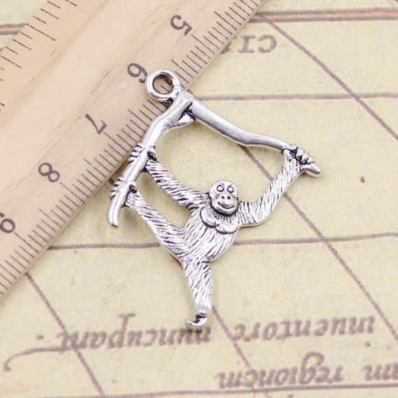 10pcs Charms Hanging Monkey 39x32mm Tibetan Silver Color Pendants Antique Jewelry Making DIY Handmade Craft