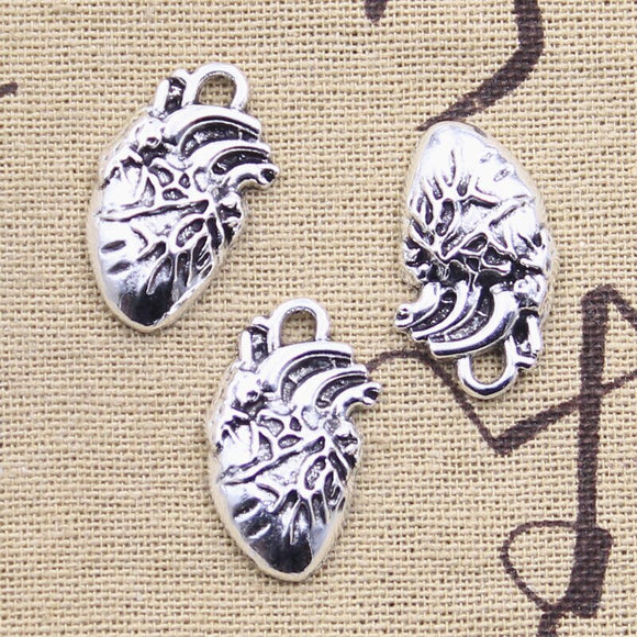 10pcs Charms Heart 25x15mm Antique Silver Color Pendants DIY Crafts Making Findings Handmade Tibetan Jewelry