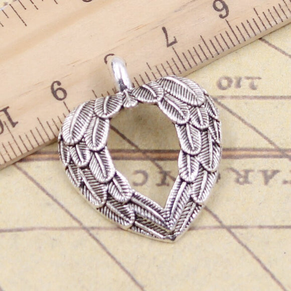10pcs Charms Heart Angel Wings 29x24mm Tibetan Bronze Silver Color Pendants Antique Jewelry Making DIY Handmade Craft