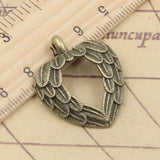 10pcs Charms Heart Angel Wings 29x24mm Tibetan Bronze Silver Color Pendants Antique Jewelry Making DIY Handmade Craft