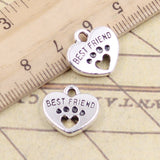 10pcs Charms Heart Best Friend Lock 14x15mm Tibetan Bronze Silver Color Pendants Antique Jewelry Making DIY Handmade Craft