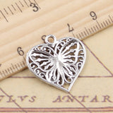 10pcs Charms Heart Butterfly 22x20mm Tibetan Silver Color Pendants Antique Jewelry Making EF3634