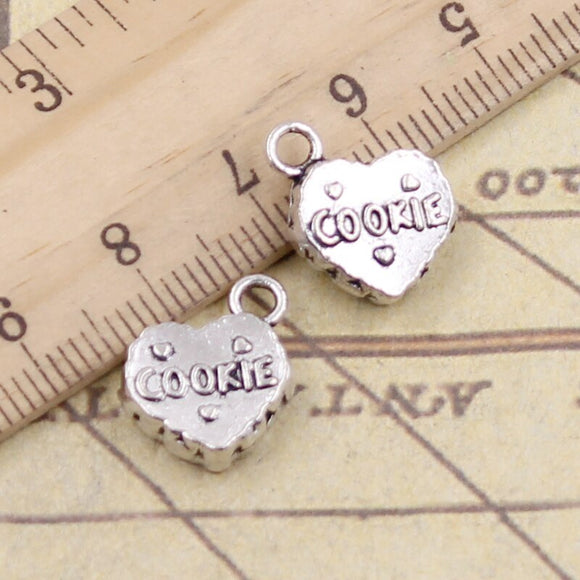 10pcs Charms Heart Cookie 15x12mm Antique Silver Color Pendants Making DIY Handmade Jewelry Factory Wholesale
