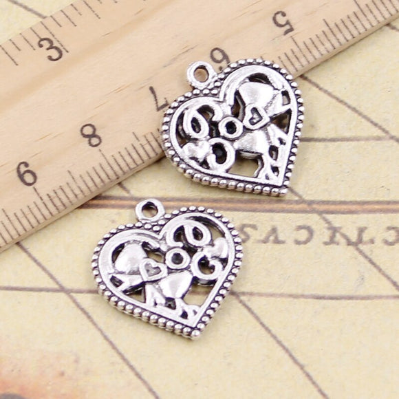 10pcs Charms Heart I Love You 21x20mm Tibetan Silver Color Pendants Antique Jewelry Making DIY Handmade Craft