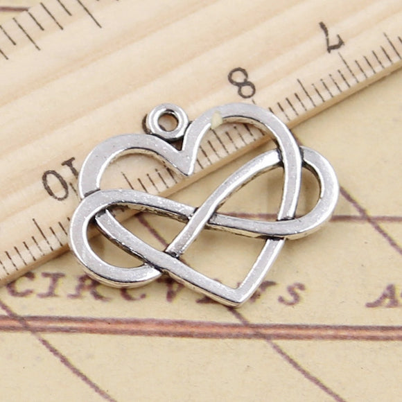 10pcs Charms Heart Infinity Love Forever 22x27mm Tibetan Silver Color Pendants Antique Jewelry Making DIY Handmade Craft