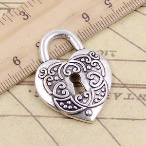 10pcs Charms Heart Lock 32x22mm Tibetan Silver Color Pendants Antique Jewelry Making DIY Handmade Craft EF3870