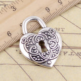 10pcs Charms Heart Lock 32x22mm Tibetan Silver Color Pendants Antique Jewelry Making DIY Handmade Craft EF3870