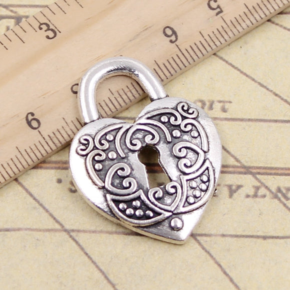 10pcs Charms Heart Lock 32x22mm Tibetan Silver Color Pendants Antique Jewelry Making DIY Handmade Craft
