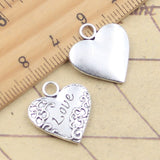 10pcs Charms Heart Love 19x18mm Tibetan Silver Color Pendants Antique Jewelry Making DIY Handmade Craft