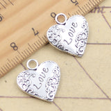10pcs Charms Heart Love 19x18mm Tibetan Silver Color Pendants Antique Jewelry Making DIY Handmade Craft
