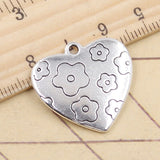 10pcs Charms Heart More Love 25x26mm Tibetan Silver Color Pendants Antique Jewelry Making DIY Handmade Craft