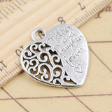 10pcs Charms Heart Mother Daughter Forever 27x28mm Tibetan Silver Color Pendants Antique Jewelry Making DIY Handmade Craft