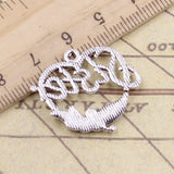 10pcs Charms Heart Sister Flower 24x24mm Tibetan Bronze Silver Color Pendants Antique Jewelry Making DIY Handmade Craft Pendant