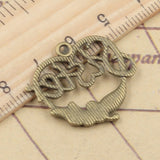 10pcs Charms Heart Sister Flower 24x24mm Tibetan Bronze Silver Color Pendants Antique Jewelry Making DIY Handmade Craft Pendant