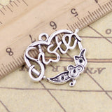 10pcs Charms Heart Sister Flower 24x24mm Tibetan Bronze Silver Color Pendants Antique Jewelry Making DIY Handmade Craft Pendant