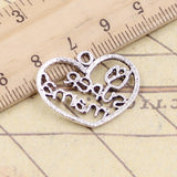 10pcs Charms Heart Super Mama 20x26mm Tibetan Silver Color Pendants Antique Jewelry Making DIY Handmade Craft