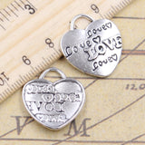 10pcs Charms Heart With Love 23x21mm Tibetan Silver Color Pendants Antique Jewelry Making DIY Handmade Craft