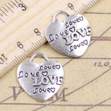 10pcs Charms Heart With Love 23x21mm Tibetan Silver Color Pendants Antique Jewelry Making DIY Handmade Craft