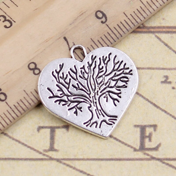 10pcs Charms Heart World Tree 23x23mm Tibetan Silver Color Pendants Antique Jewelry Making DIY Handmade Craft