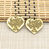 10pcs Charms Heart World Tree 23x23mm Tibetan Silver Color Pendants Antique Jewelry Making DIY Handmade Craft