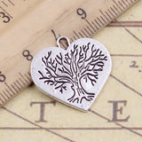 10pcs Charms Heart World Tree 23x23mm Tibetan Silver Color Pendants Antique Jewelry Making DIY Handmade Craft