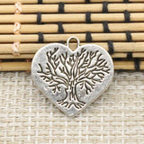 10pcs Charms Heart World Tree 23x23mm Tibetan Silver Color Pendants Antique Jewelry Making DIY Handmade Craft