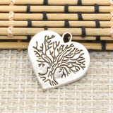 10pcs Charms Heart World Tree 23x23mm Tibetan Silver Color Pendants Antique Jewelry Making DIY Handmade Craft