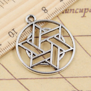 10pcs Charms Hexagram Star Of David Shield 33x29mm Tibetan Silver Color Pendants Antique Jewelry Making DIY Handmade Craft