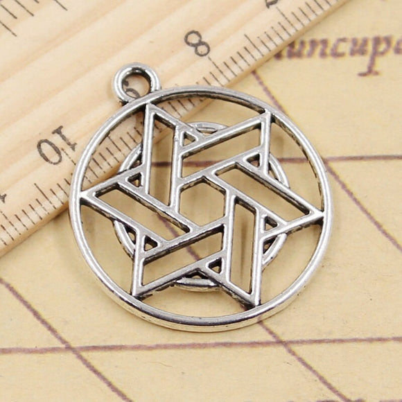 10pcs Charms Hexagram Star Of David Shield 33x29mm Tibetan Silver Color Pendants Antique Jewelry Making DIY Handmade Craft