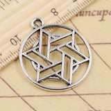 10pcs Charms Hexagram Star Of David Shield 33x29mm Tibetan Silver Color Pendants Antique Jewelry Making DIY Handmade Craft
