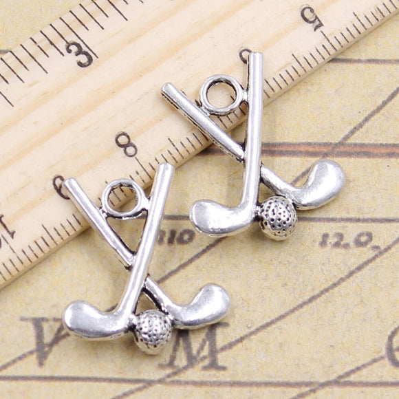 10pcs Charms Hockey Stick Club 25x22mm Tibetan Silver Color Pendants Antique Jewelry Making DIY Handmade Craft Pendant