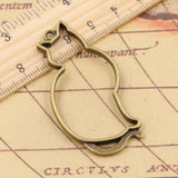 10pcs Charms Hollow Cat Silhouette 53x27mm Tibetan Bronze Silver Color Pendants Antique Jewelry Making DIY Handmade Craft