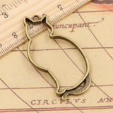 10pcs Charms Hollow Cat Silhouette 53x27mm Tibetan Bronze Silver Color Pendants Antique Jewelry Making DIY Handmade Craft