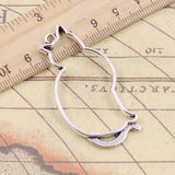 10pcs Charms Hollow Cat Silhouette 53x27mm Tibetan Bronze Silver Color Pendants Antique Jewelry Making DIY Handmade Craft