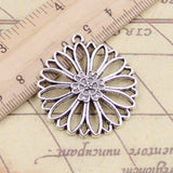 10pcs Charms Hollow Flower 38x35mm Tibetan Silver Color Pendants Antique Jewelry Making DIY Handmade Craft