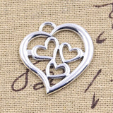 10pcs Charms Hollow Heart 28x27mm Antique Silver Color Pendants DIY Crafts Making Findings Handmade Tibetan Jewelry