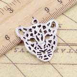 10pcs Charms Hollow Leopard Head 28x26mm Tibetan Bronze Silver Color Pendants Antique Jewelry Making DIY Handmade Craft Pendant