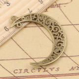 10pcs Charms Hollow Moon Link 40x30mm Tibetan Bronze Silver Color Pendants Antique Jewelry Making DIY Handmade Craft Pendant EF2745