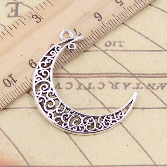 10pcs Charms Hollow Moon Link 40x30mm Tibetan Bronze Silver Color Pendants Antique Jewelry Making DIY Handmade Craft Pendant EF2745