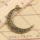 10pcs Charms Hollow Moon Link 40x30mm Tibetan Bronze Silver Color Pendants Antique Jewelry Making DIY Handmade Craft Pendant EF2745