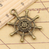 10pcs Charms Hollow Rudder Helm 40x34mm Tibetan Bronze Silver Color Pendants Antique Jewelry Making DIY Handmade Craft Pendant