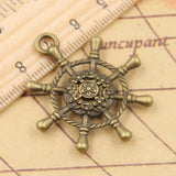 10pcs Charms Hollow Rudder Helm 40x34mm Tibetan Bronze Silver Color Pendants Antique Jewelry Making DIY Handmade Craft Pendant