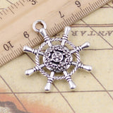 10pcs Charms Hollow Rudder Helm 40x34mm Tibetan Bronze Silver Color Pendants Antique Jewelry Making DIY Handmade Craft Pendant