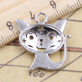 10pcs Charms Hollow Smile Star Cat 24x21mm Tibetan Silver Color Pendants Antique Jewelry Making DIY Handmade Craft