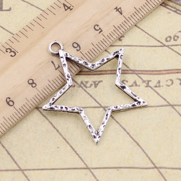 10pcs Charms Hollow Star 37x35mm Tibetan Silver Color Pendants Antique Jewelry Making DIY Handmade Craft