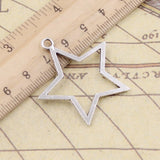 10pcs Charms Hollow Star 37x35mm Tibetan Silver Color Pendants Antique Jewelry Making DIY Handmade Craft