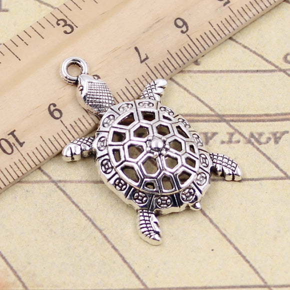 10pcs Charms Hollow Tortoise Turtle Sea 38x25mm Tibetan Bronze Silver Color Pendants Antique Making DIY Handmade Craft Pendant
