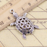 10pcs Charms Hollow Tortoise Turtle Sea 38x25mm Tibetan Bronze Silver Color Pendants Antique Making DIY Handmade Craft Pendant